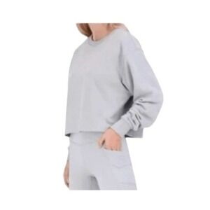 90 Degree By Reflex Cropped Sweatshirt Heather Gray Crewneck Long Sleeve M